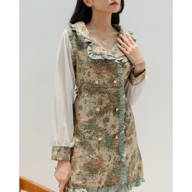 [ Keyclothingline ] Amanda Dress / Dress Floral Wanita