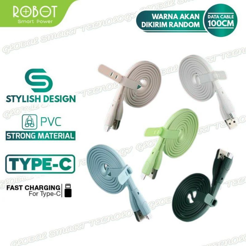 CABLE KABEL CASAN CHARGER MERK ROBOT USB TIPE TYPE C 2.4 AMPER CABLE DATA ROBOT RGC 100 RGC100