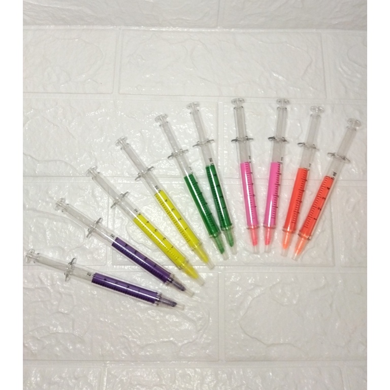 

Syringe Highlighter / Pen Penanda Bentuk Suntikan / Stabilo