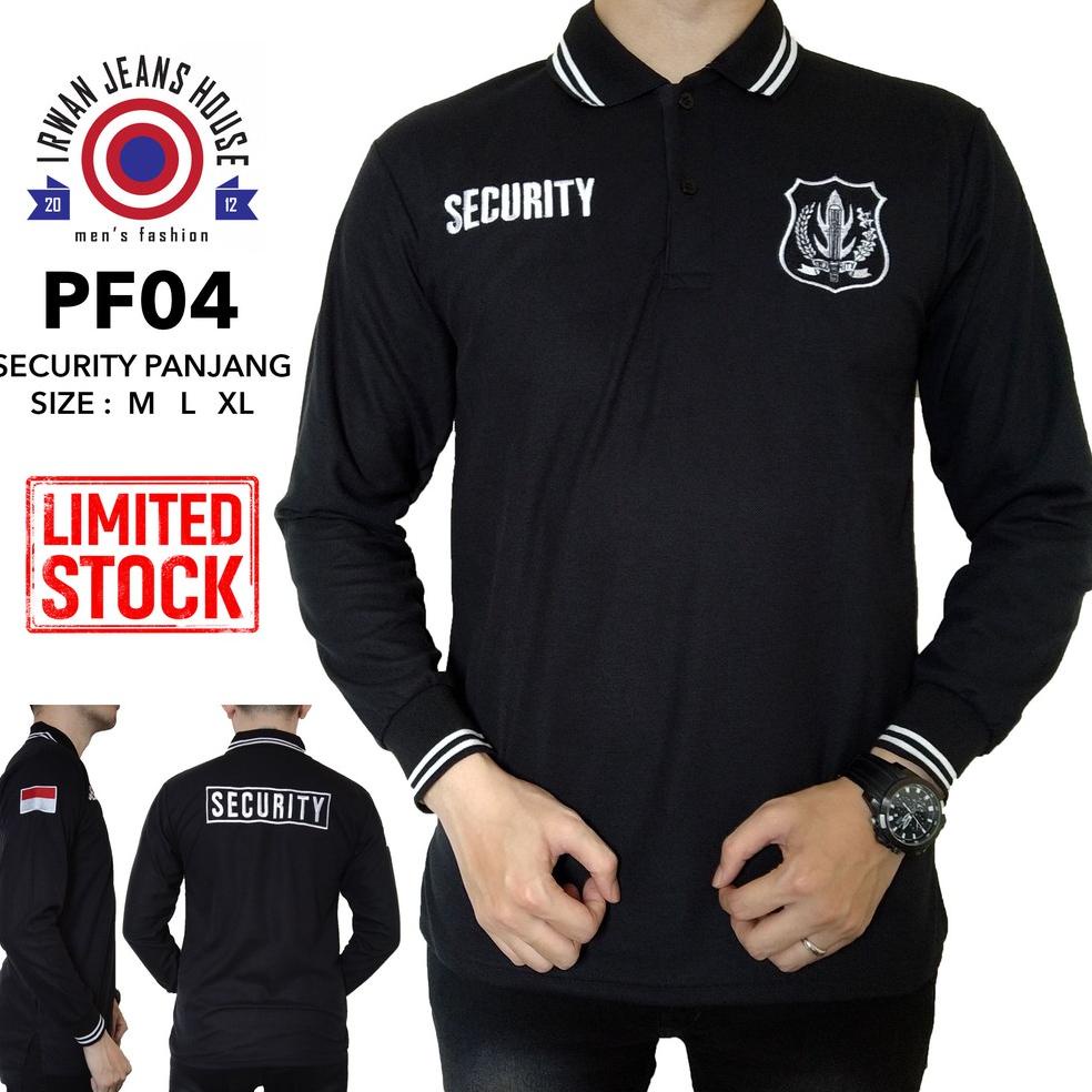 {ALA.31Oc22e} KAOS SECURITY LENGAN PANJANG BORDIR , BAJU KERAH SATPAM SECURITY , KAOS POLO PRIA