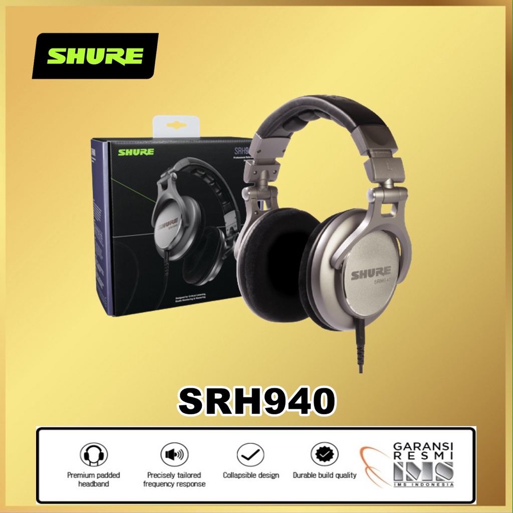 Shure SRH940 SRH 940 Professional Reference Headphones Headset