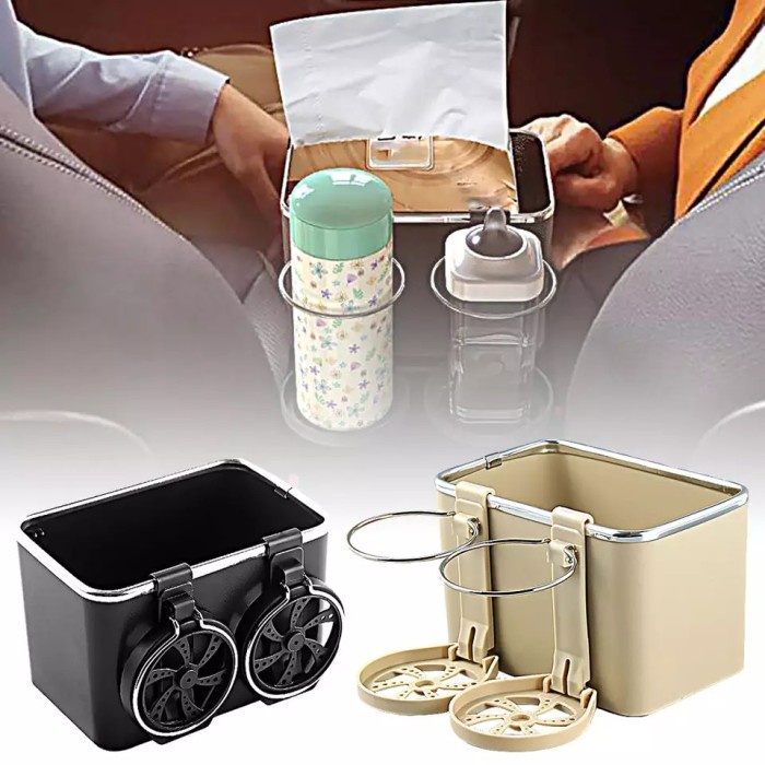 Storage Box Car Inner Water Cup Holder Kotak Penyimpanan Multifungsi Tisu Mobil/Botol Minum