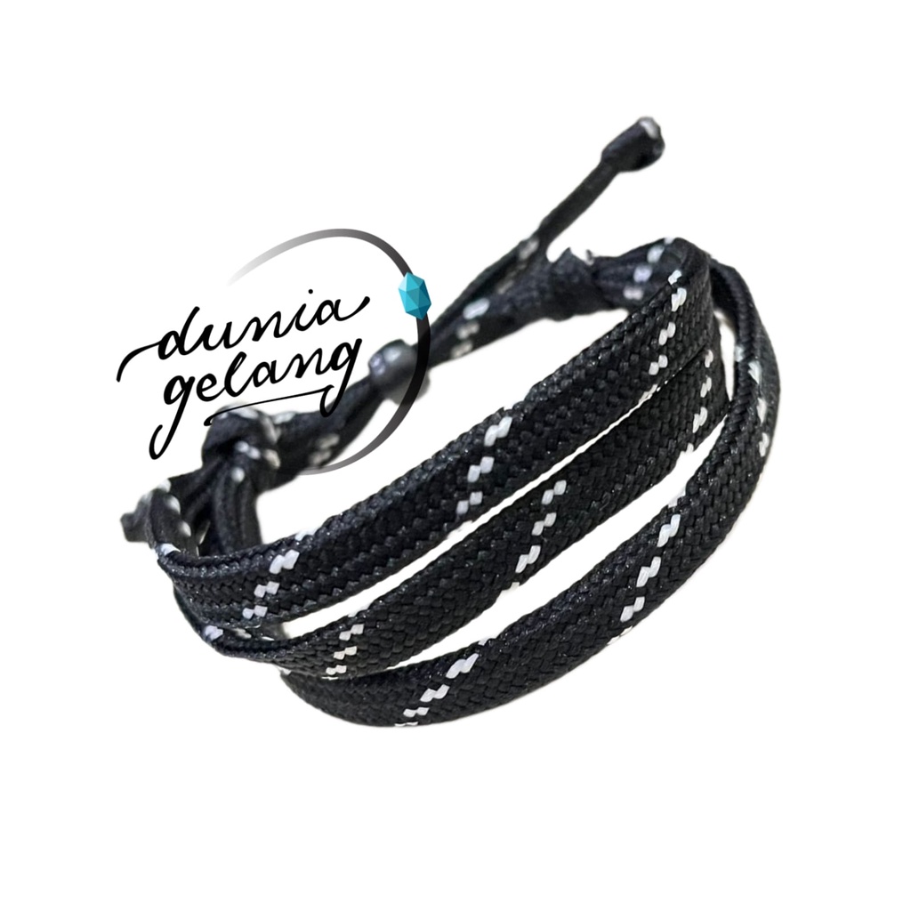 GELANG TANGAN ADJUSTABLE TALI SEPATU HITAM GELANG KOREA PARACORD / PRIA WANITA ANAK KOLEKSI