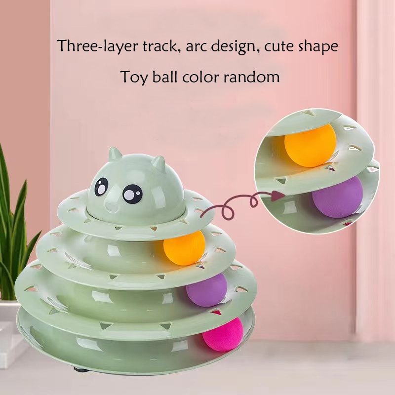 Pet Toy Mainan Kucing Mainan Tower Track Bola Untuk Kucing 3 Tingkat Bola Putar Circular Play Toy  Mainan Tingkat Bola Kucing