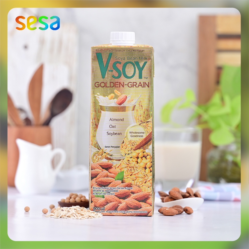 

V-SOY Soya Bean Milk Golden Grain 1 Liter - NON-GMO