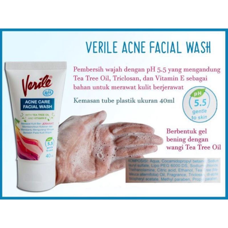 Verile Acne Care Face Wash 40gr- Pembersih Wajah