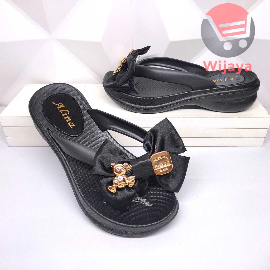 Sandal ALINA 2909 Wedges Jepit Wanita Sendal Import Cewek Perempuan