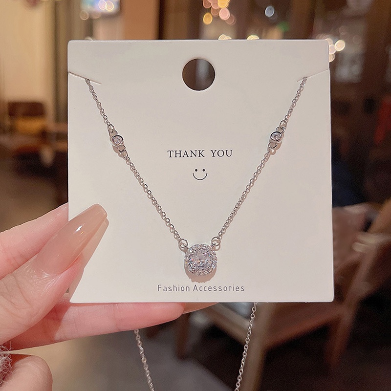 Kalung Choker Bahan Titanium steel Aksen Zircon Untuk Wanita