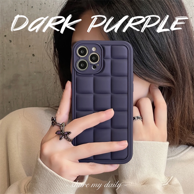 Casing iPhone 14 13 12 11 Pro X XS Max XR Anti Jatuh Warna Ungu Matte