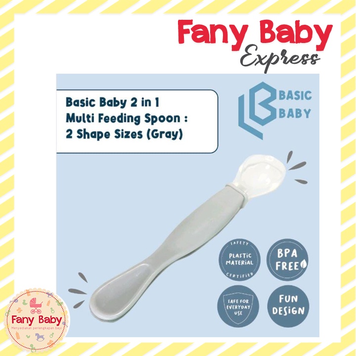 BASIC BABY 2IN1 MULTI FEEDING SPOON 2 SHAPE SIZES