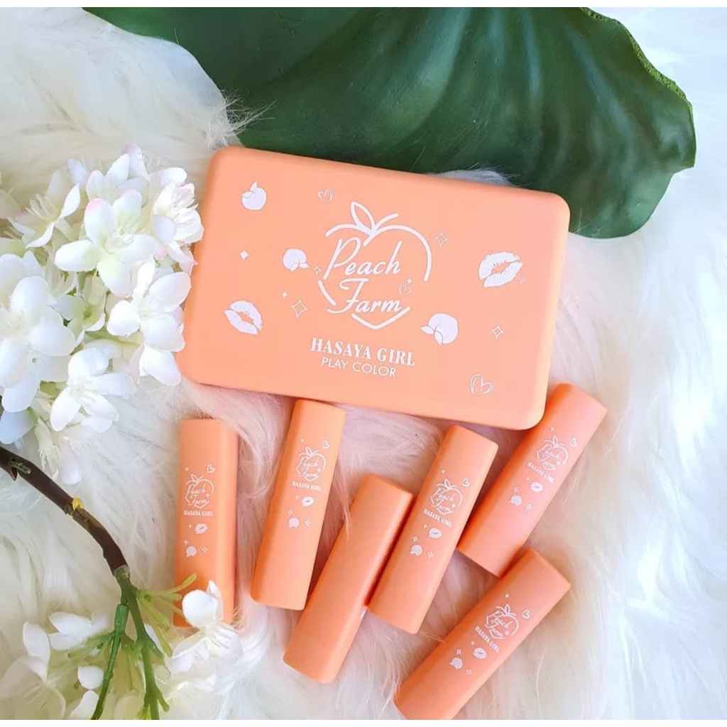 [6 PCS] HASAYA GIRL MINI LIPSTICK PEACH FARM SERIES (dapat 1 set + kaca)