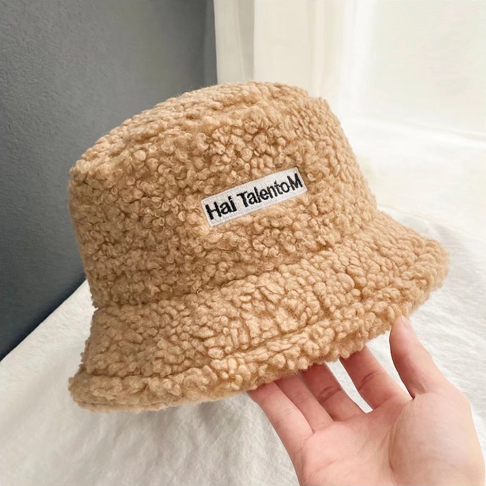 【COD Tangding】Topi Nelayan Bahan Bulu Domba Velvet Hangat Gaya Korea Untuk Wanita