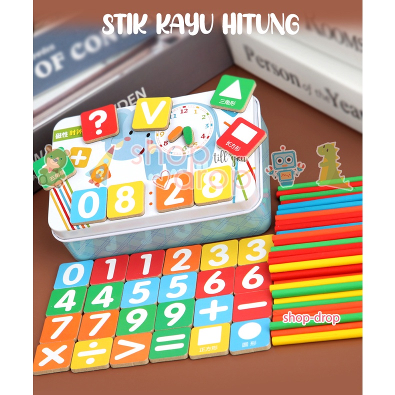 Stick kayu alat hitung anak magnet -  Mainan Edukasi anak - Intelligence stick