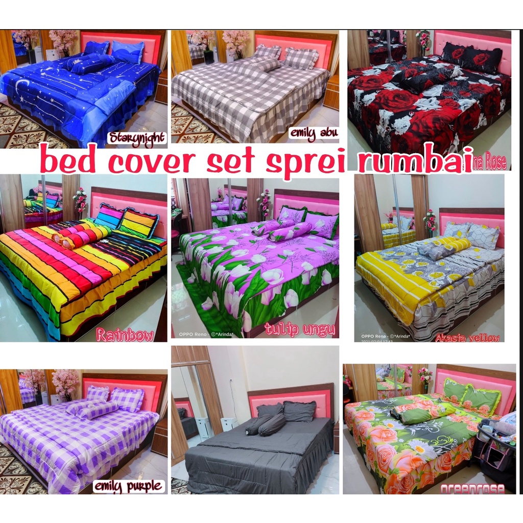 BEDCOVER SET SPREI RUMBAI HOME MADE UK 180 X 200