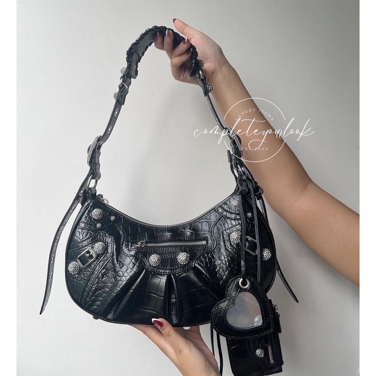 BALENCIAGA LE CAGOLE SMALL CROC EMBOSSED