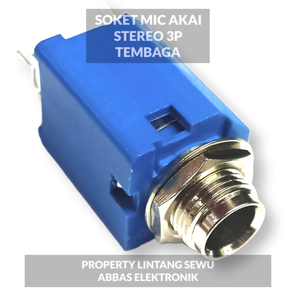 SOKET MIC AKAI STEREO BIRU BAGUS