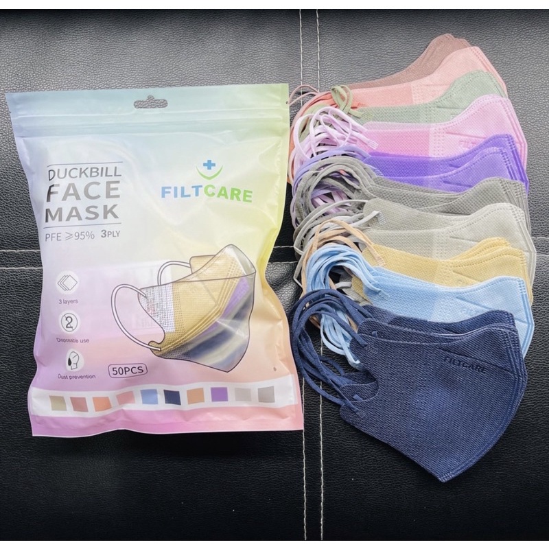 Masker Filtcare Duckbill Earloop 3ply 50 pcs Mix 10 Warna