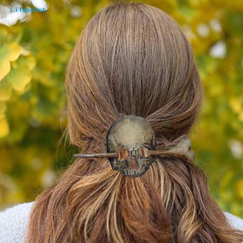 Jepit Rambut Bentuk Tengkorak Warna Perunggu Gaya Vintage Antik Untuk Cosplay Halloween