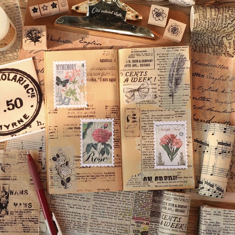 

Washi tape selotip vintage tulisan 100 mm