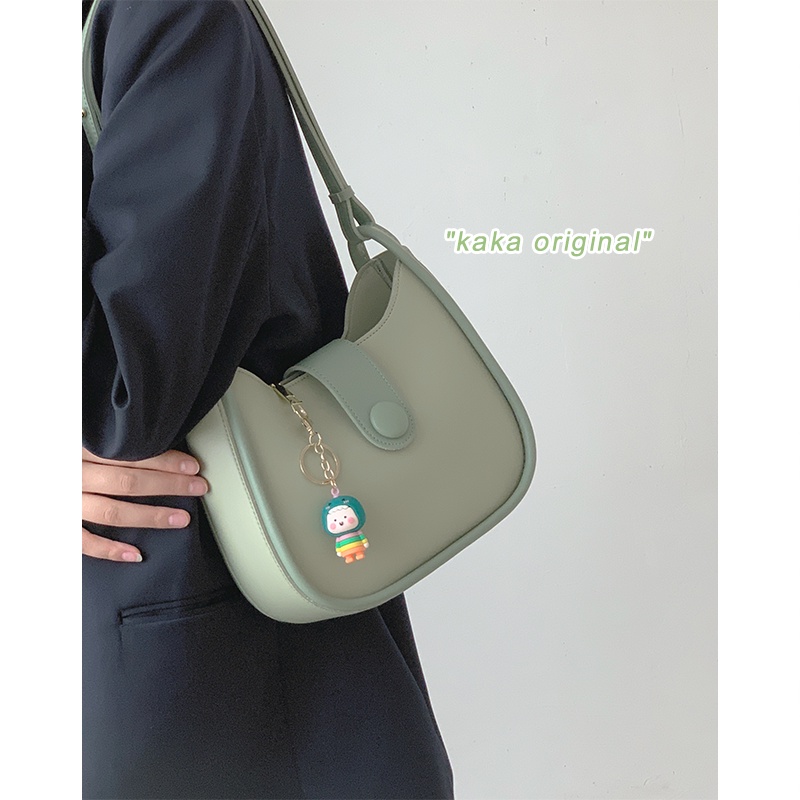 Suhao tas wanita musim panas 2022 baru trendi niche tekstur tas ketiak all-match tas messenger bahu tas pelana