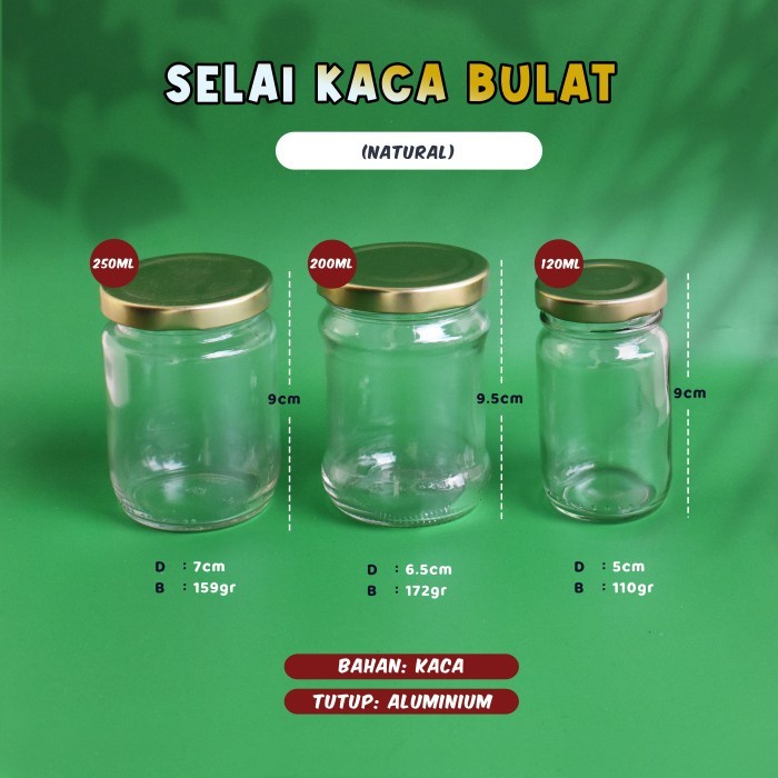 TOPLES SELAI KACA BULAT - TOPLES SELAI - 120, 200. 250, 330, 500 ML - 5 PCS