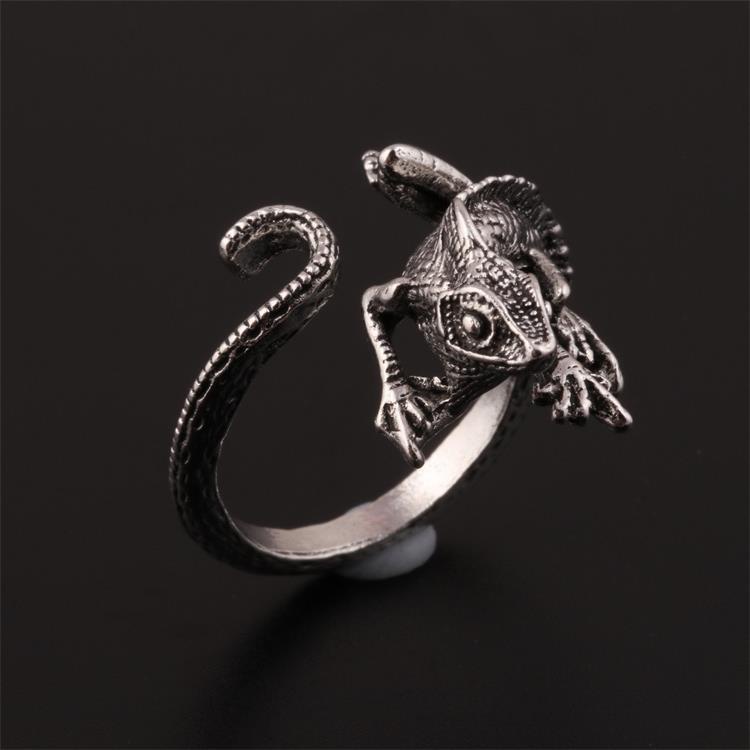 Cincin Model Terbuka Bahan alloy Desain Cicak Gaya Eropa / Amerika / retro / punk / hip hop adjustable Untuk Pria