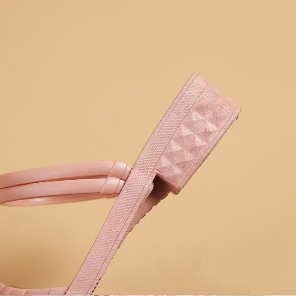 Sandal Heels Slop Kulit Buaya / Sandal Wedges Wanita Casual MALLSHOPPING