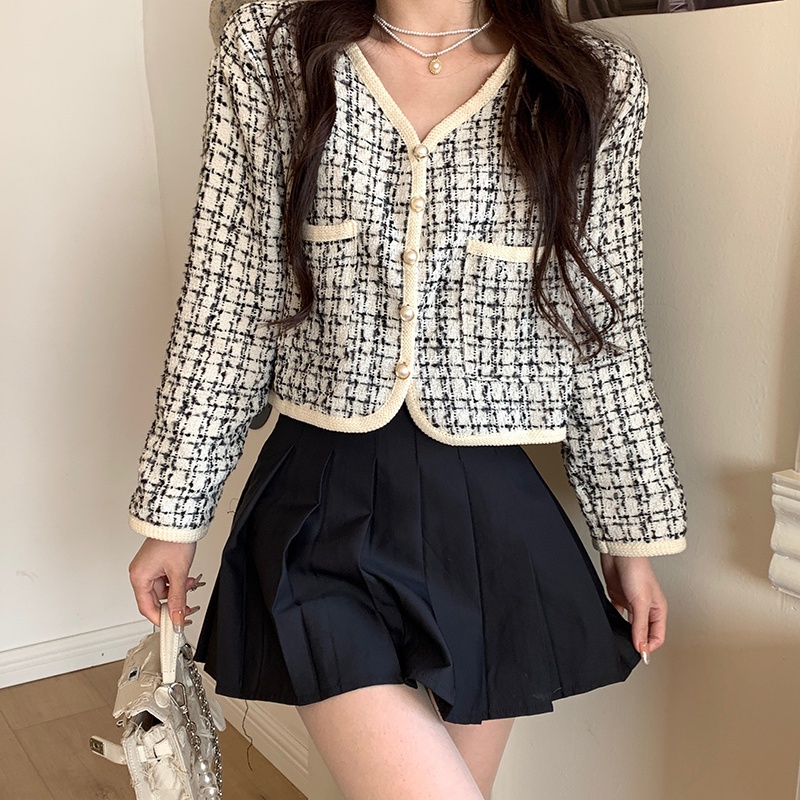 Jual Yena Cardigan Tweed Cardigan Import Tweed Blazer Knit Korean