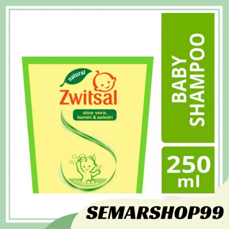 ZWITSAL Natural Baby Shampoo Aloe Vera, Kemiri &amp; Seledri 250ml Refill