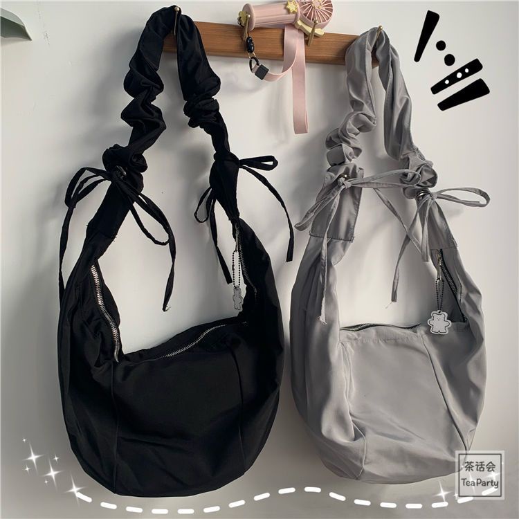 ❍ↂ◆Jepang Harajuku Sastra dan Seni Antik Gadis Messenger Tas Versi Korea In Retro Mahasiswa Dark Port Angin Lipit Tas Wanita