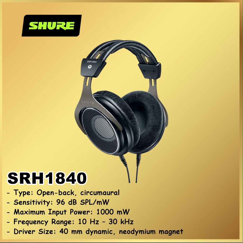 Shure SRH1840 SRH 1840 Premium Open-Back Headphones Headset