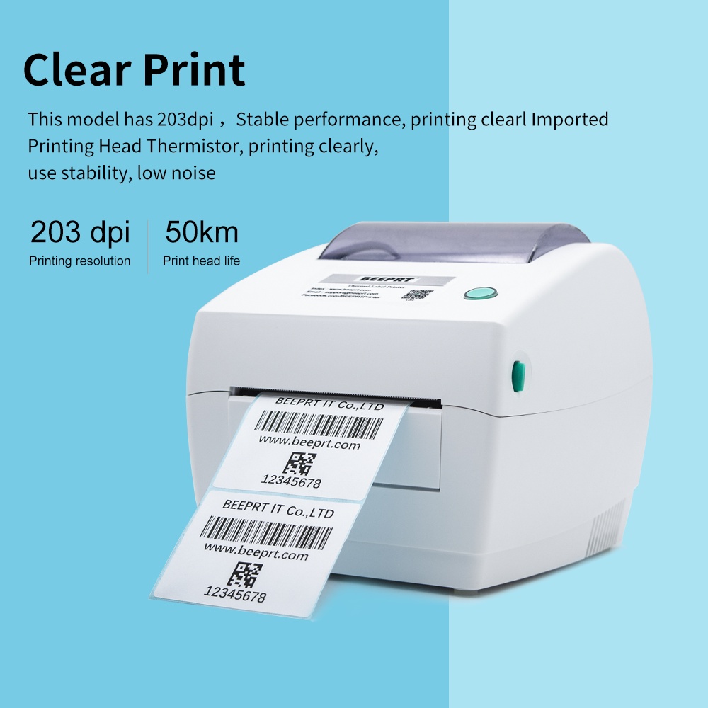 BEEPRT 110mm pencetak label termal pencetak label pengiriman barcode label printer A6 resi waybill p