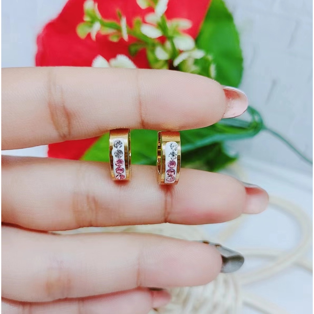 Anting Titanium Permata Warna Warni Fashion Jewelry W024-026