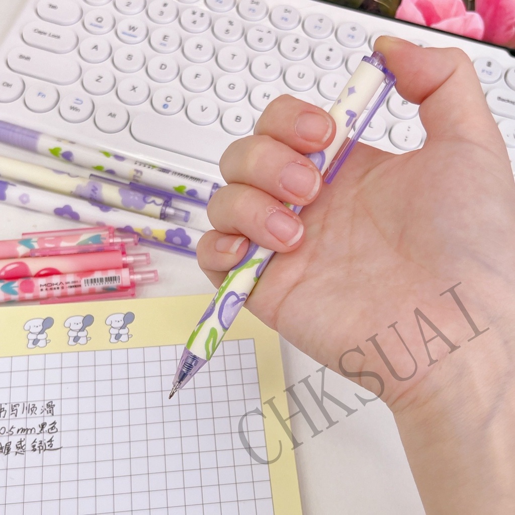 4pcs / set Pulpen 0.5mm Warna Hitam Netral Untuk Pelajar