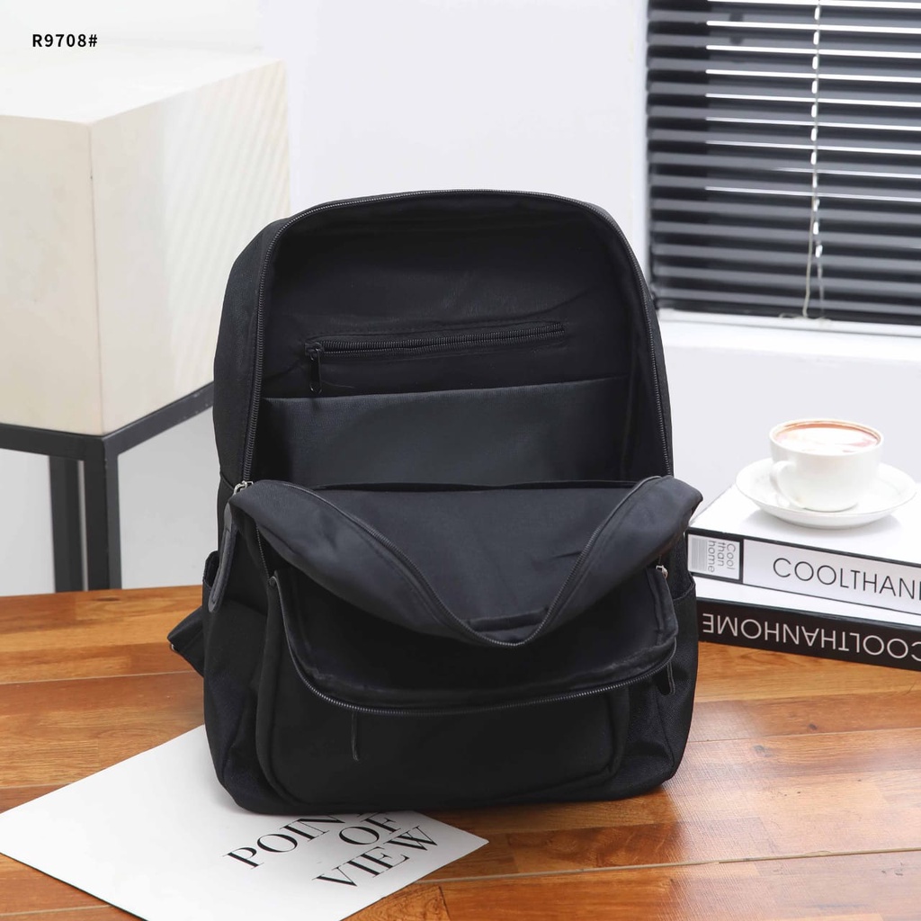 Fashion Backpack Multy Fungsi With Canvas Black Hardware R9701 R9702 R9703 R9708