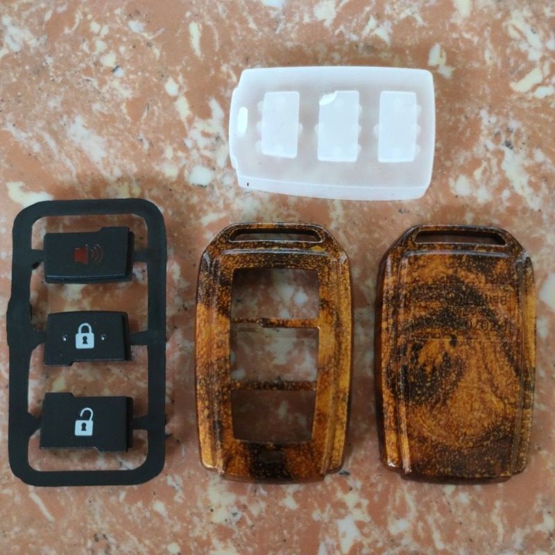 casing kunci remote TOYOTA all new avanza / veloz / agya / etios valco 2012 keatas 2015 model ori 2013 2014 2016 2017 model orisinil hitam carbon kayu / wood