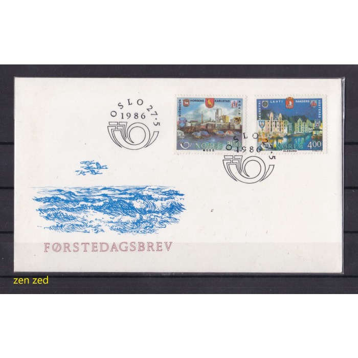 

A133 Perangko FDC SHP Norwegia 1986 Adopted towns 1 Pcs