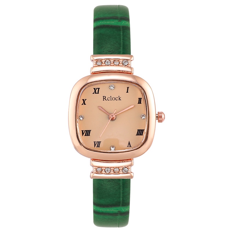Jam Tangan Wanita A0187 Fashion Square Diamond Inlaid  Quartz Watches