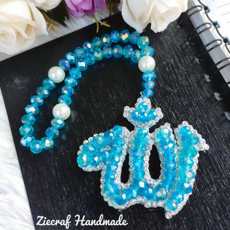 Tasbih kristal bisa juga gantungan mobil Allah free box handmade