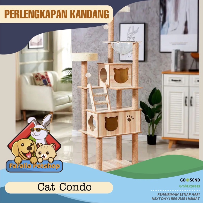 Cat Condo Rumah Kucing Cakaran Cat Scratcher Cat Tree Mainan Hewan Peliharaan