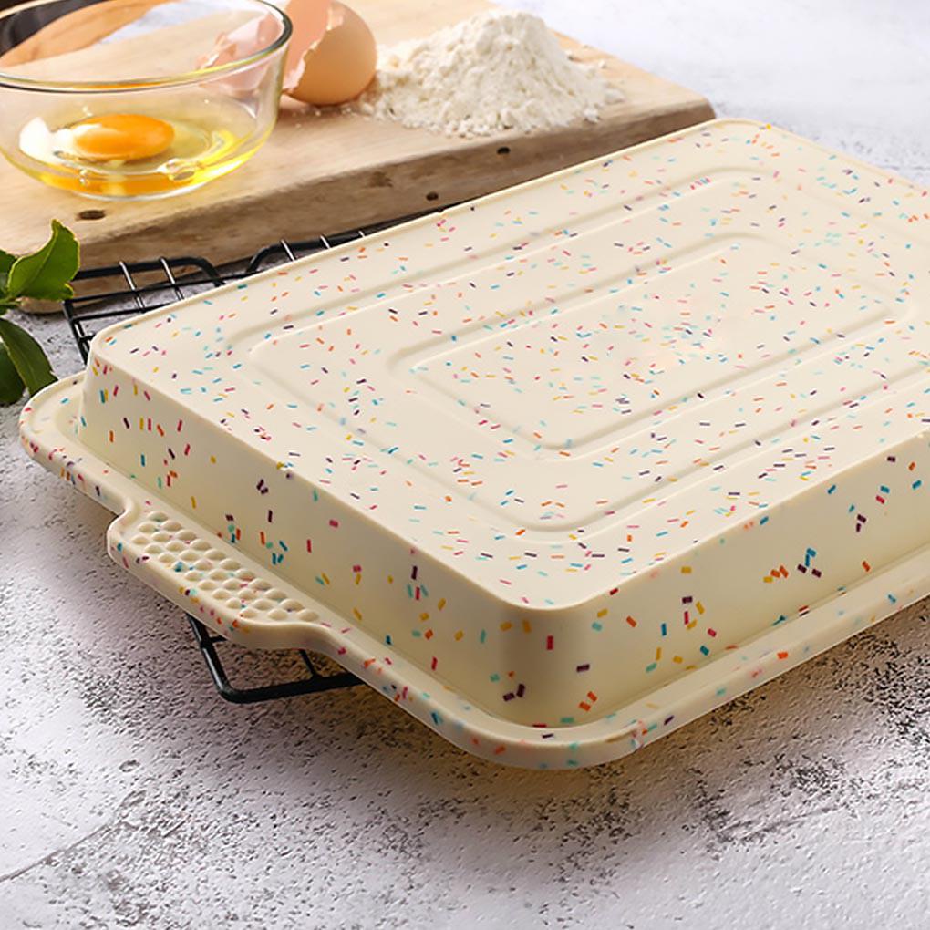 Loyang Kue Persegi Silikon Anti Lengket Dengan Pegangan Baking Panas Tinggi Hijau Bakeware Nampan Tahan Menebal