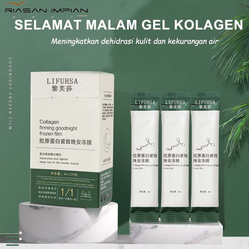 【Promosi produk baru】Masker Pemutih Wajah Masker Pelembab Wajah Sleeping Mask Sekotak Masker Mengisi Kolagen yang Dibutuhkan oleh Kulit Collagen firming goodnight frozen film