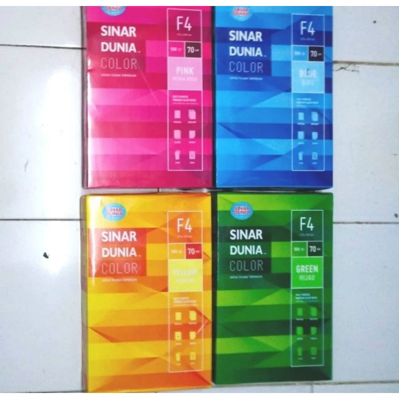 

Kertas HVS F4 70 gram SINAR DUNIA WARNA COLOR SIDU 1 rim 500 lembar Folio