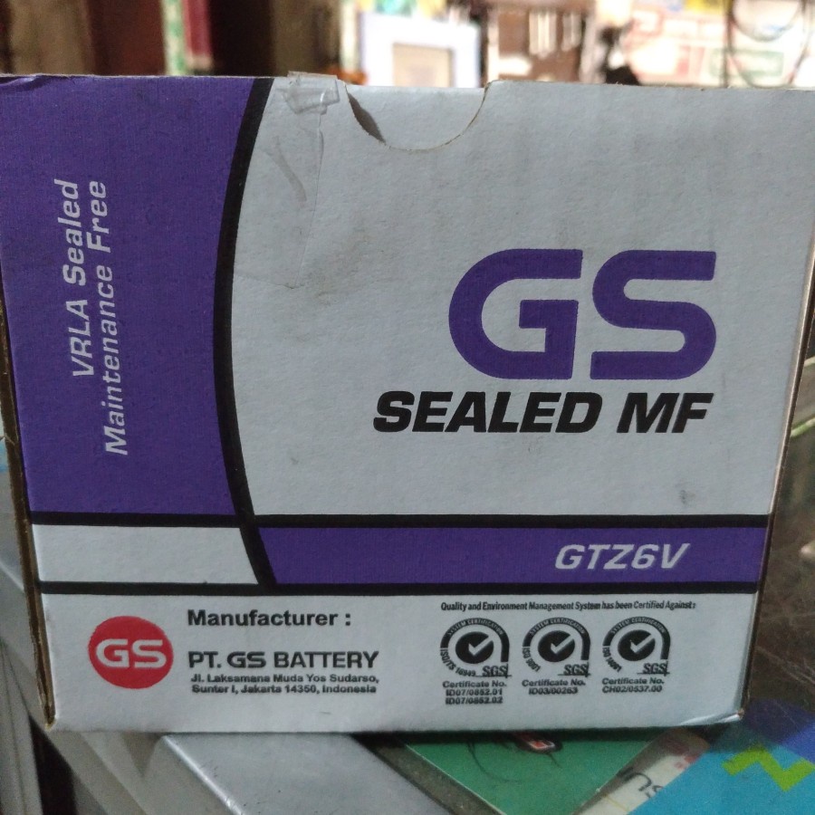 Aki Accu GS GTZ6V 12V 12 Volt 5Ah Aki Kering Mobil Motor Vario 125 Vario 150 PCX Satria