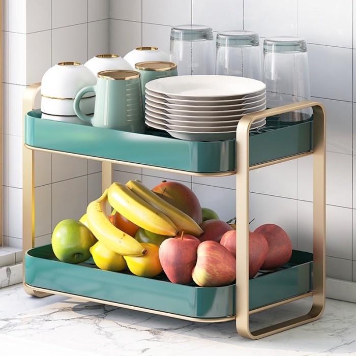 Gold Kitchen Rack Two Tier Shelf/ Rak Dapur Nordic Besi Mewah Emas