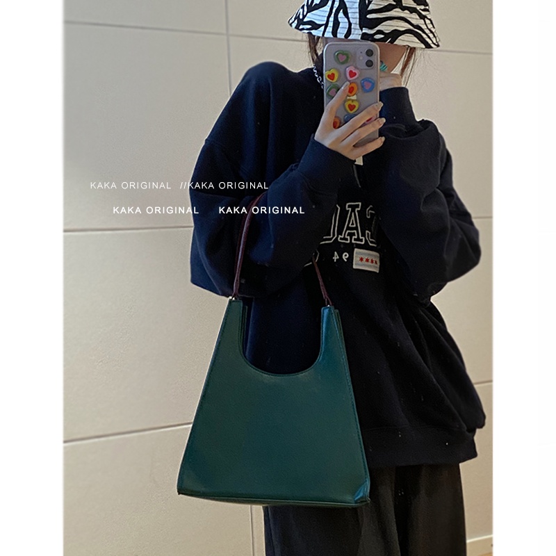 Suhao tas niche Korea wanita 2021 baru trendi fashion retro tas ketiak high-end gaya asing tas bahu