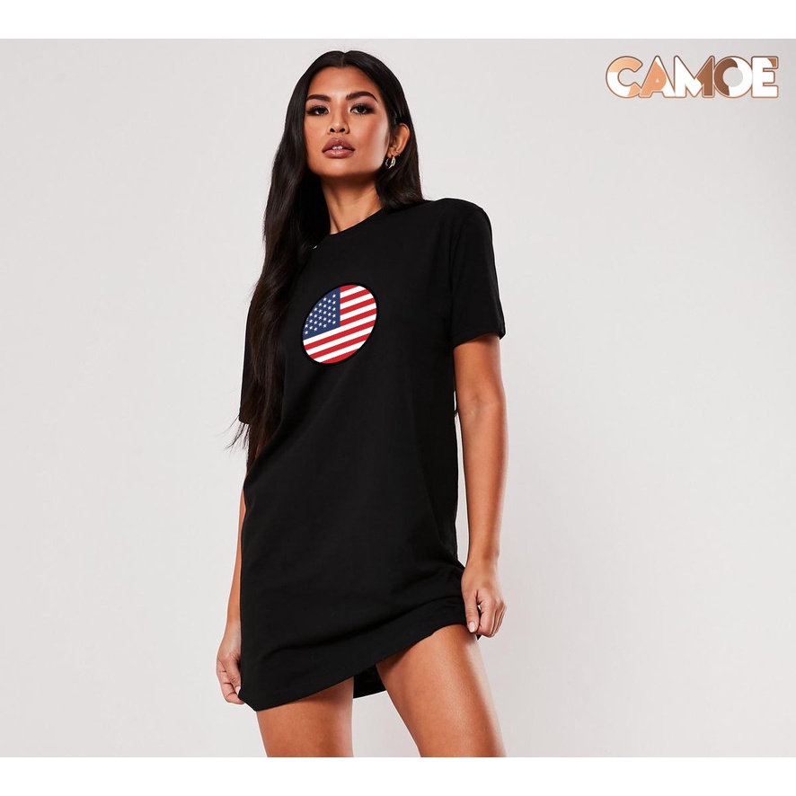 Tshirt Dress CAMOE United States Flag Bendera USA Amerika
