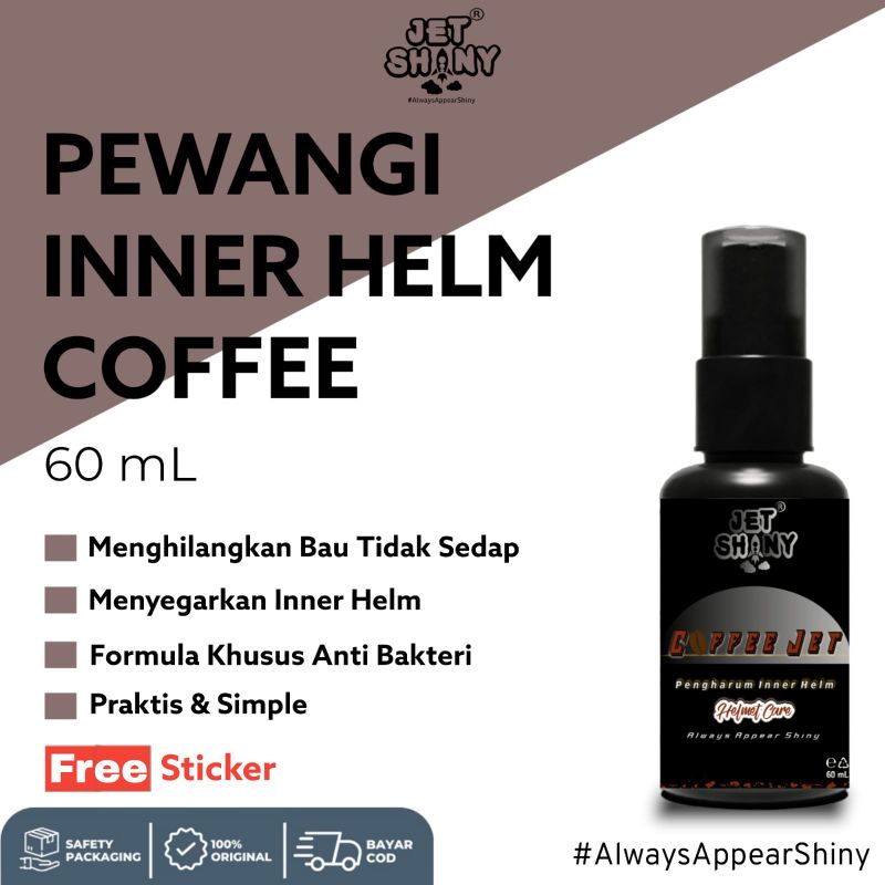 JetShiny CoffeeJet | Pewangi Inner Helm | Parfume Helm , Baju , Sepatu dan Lain Lain Aroma Coffee 60 mL