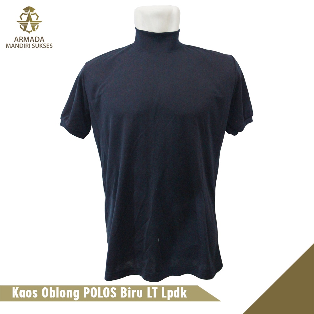 Kaos Polos Biru Turtleneck - Kaos Oblong Biru Turtleneck