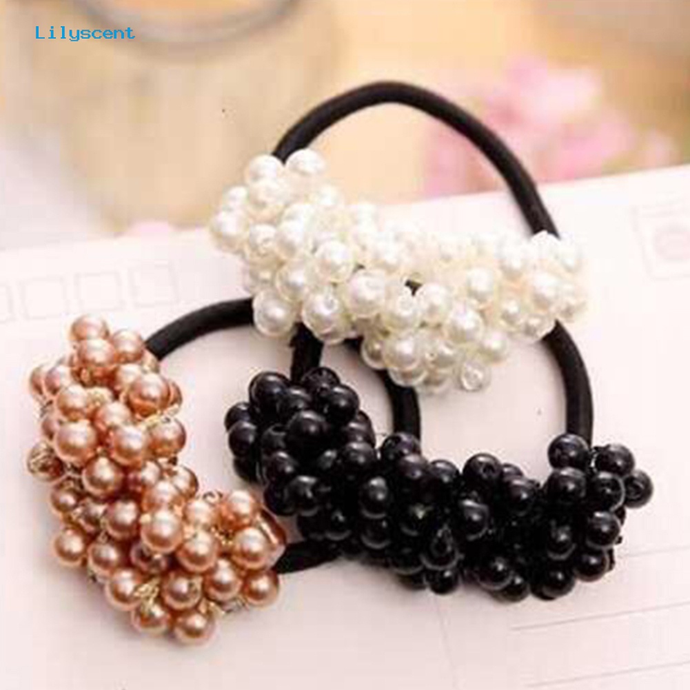 Ikat Rambut Elastis Aksen Mutiara Imitasi Untuk Wanita